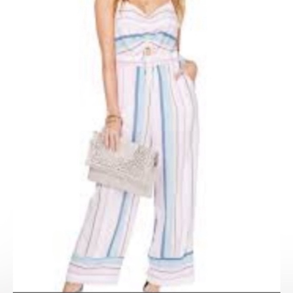 Pink Striped Jumpsuit - Picture 1 of 5